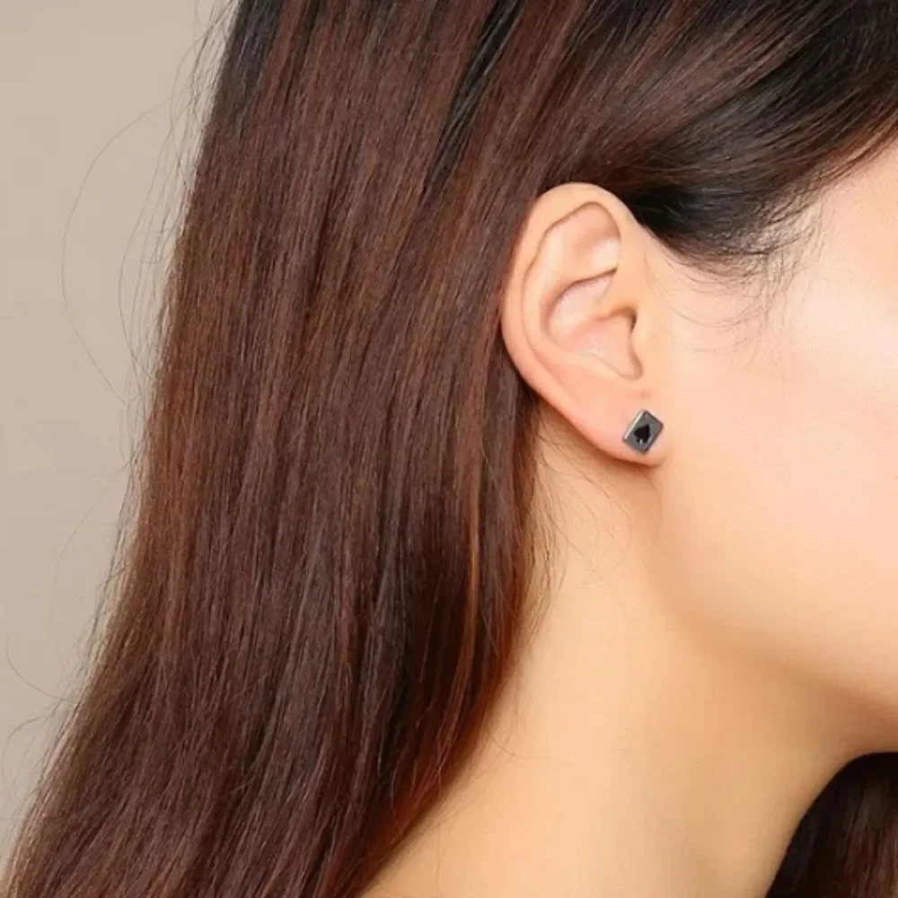 Stainless Steel Ace of Hearts Stud Earrings Unisex